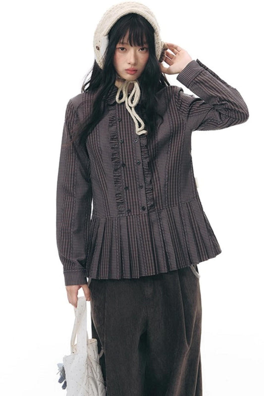 ラッフルダブルブレスタフリルトップス