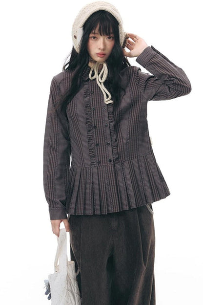 ラッフルダブルブレスタフリルトップス