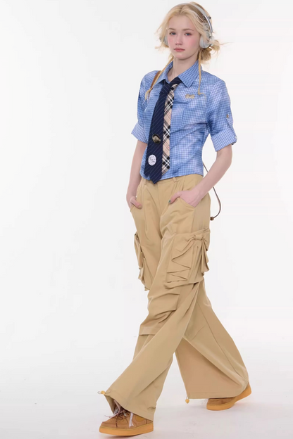 格纹墨水渐变上衣