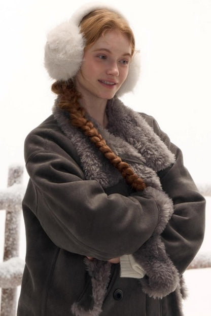 リバーシブルスエードスタンドカラーファーコート