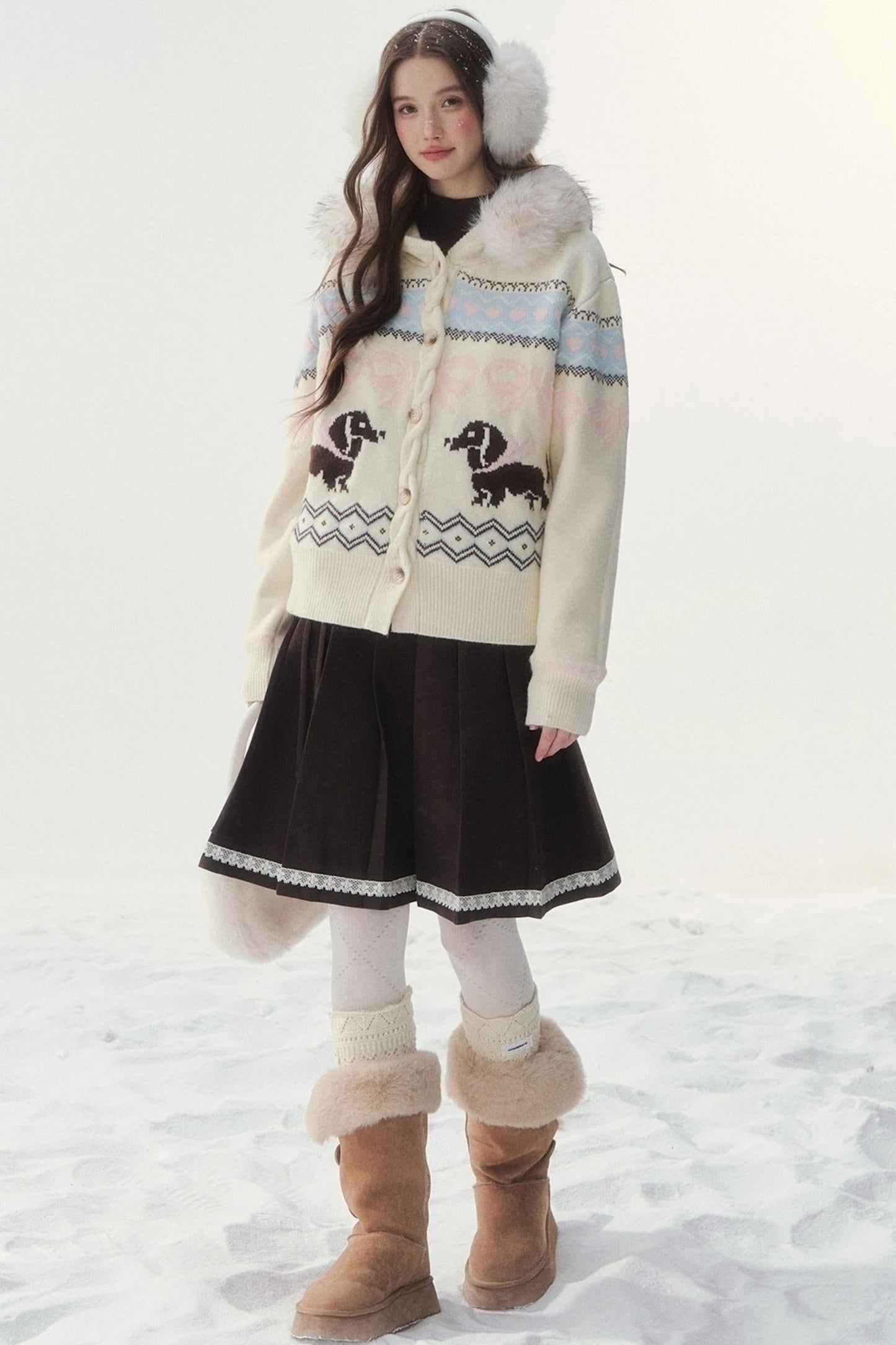 レトロフェアアイルダックスセーターカーディガン