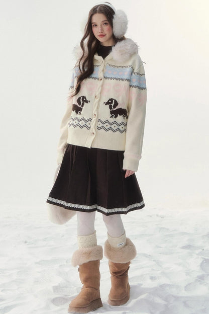 レトロフェアアイルダックスセーターカーディガン