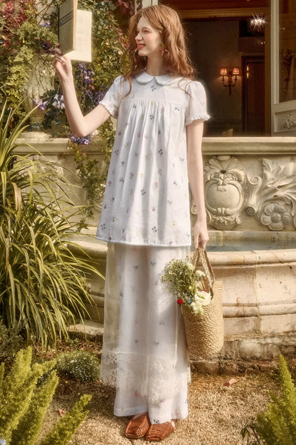 レトロフラワードレス+トップス+パンツ+カーテン+スカーフ