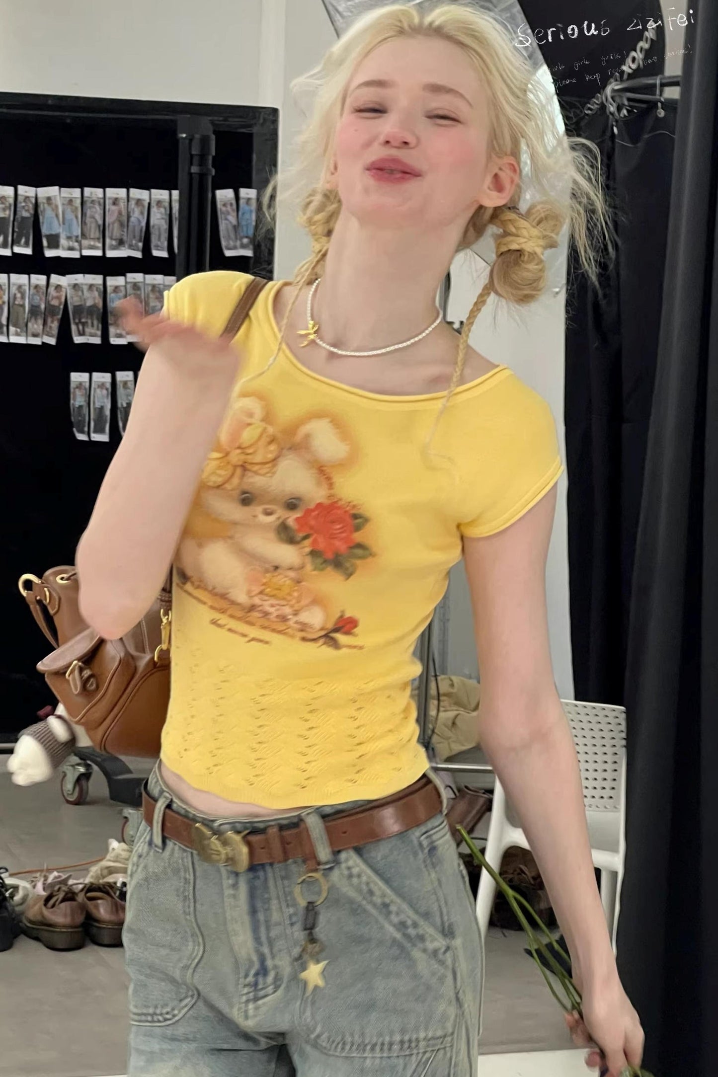 スイートラビットプリントトップス