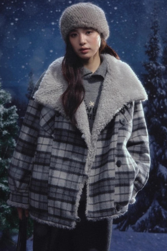 リバーシブルチェックルーズコート