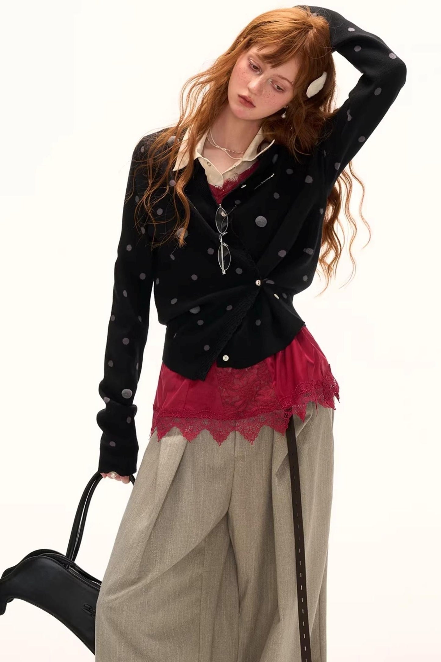 Dot Asymmetrical Cardigan