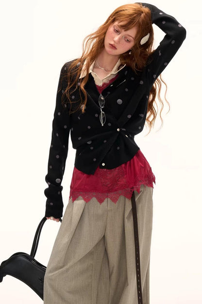 Dot Asymmetrical Cardigan