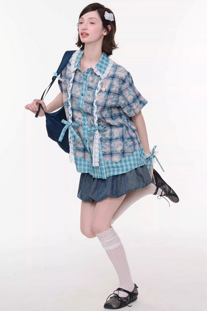 Camicia ampia a quadri Y2K