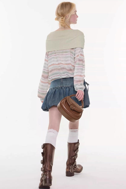 Sweet Bubble Denim Skirt