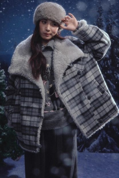 リバーシブルチェックルーズコート