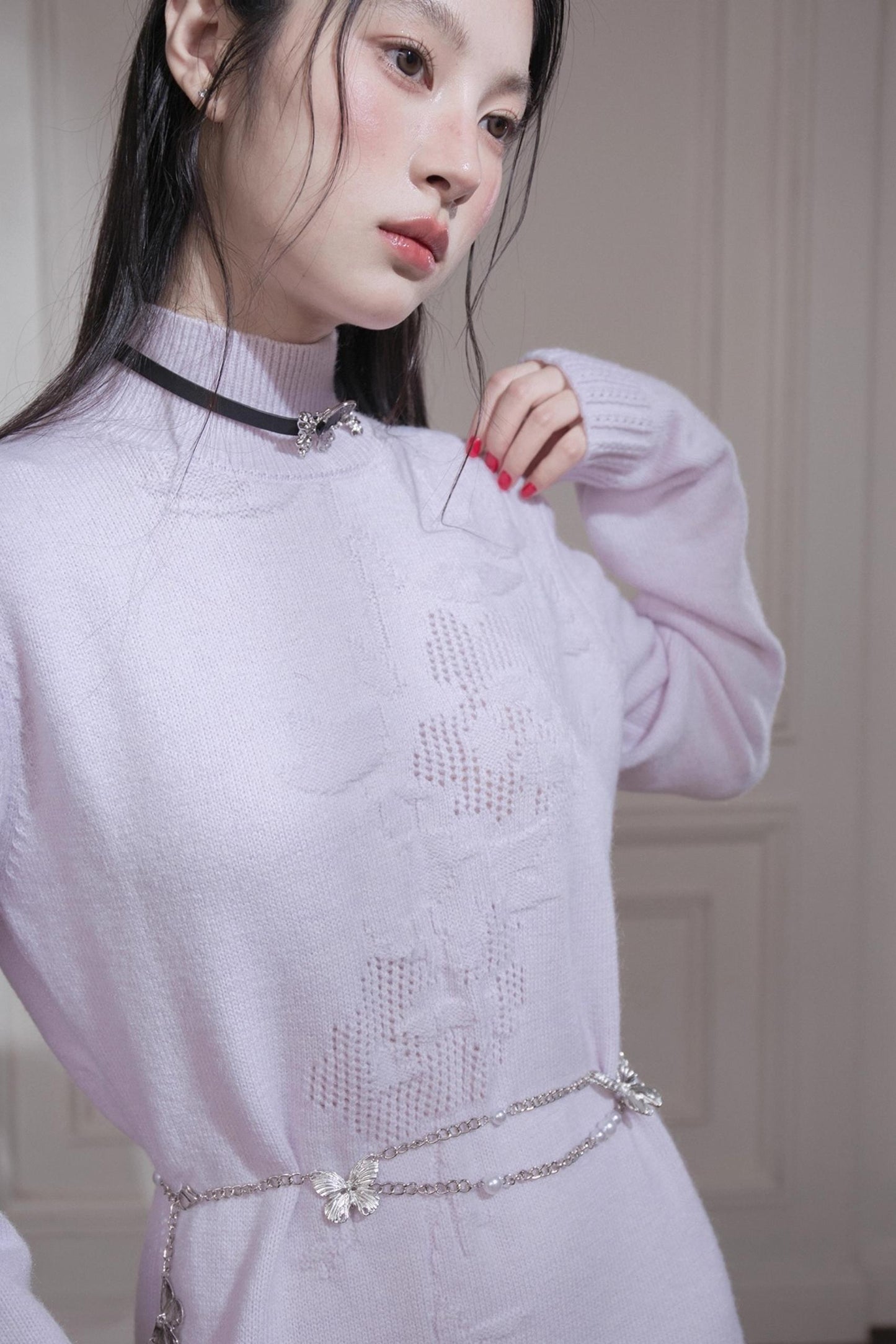 タートルネックニットドレス