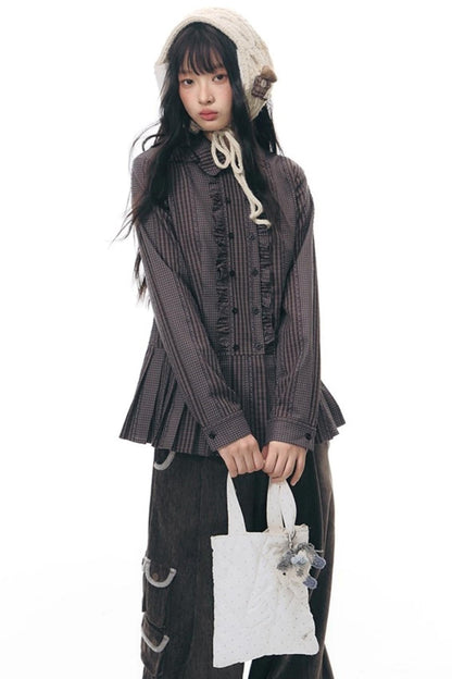 ラッフルダブルブレスタフリルトップス