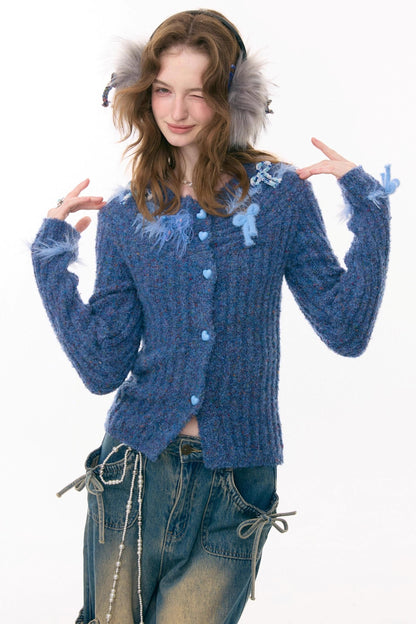 Mist Harbor Off-Shoulder Cardigan