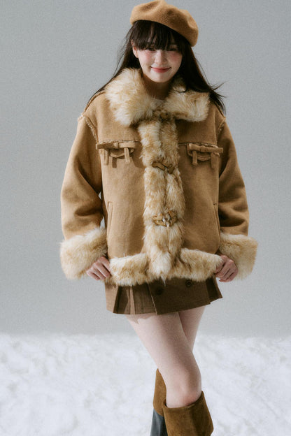 Fur Ribbon Pocket Coat