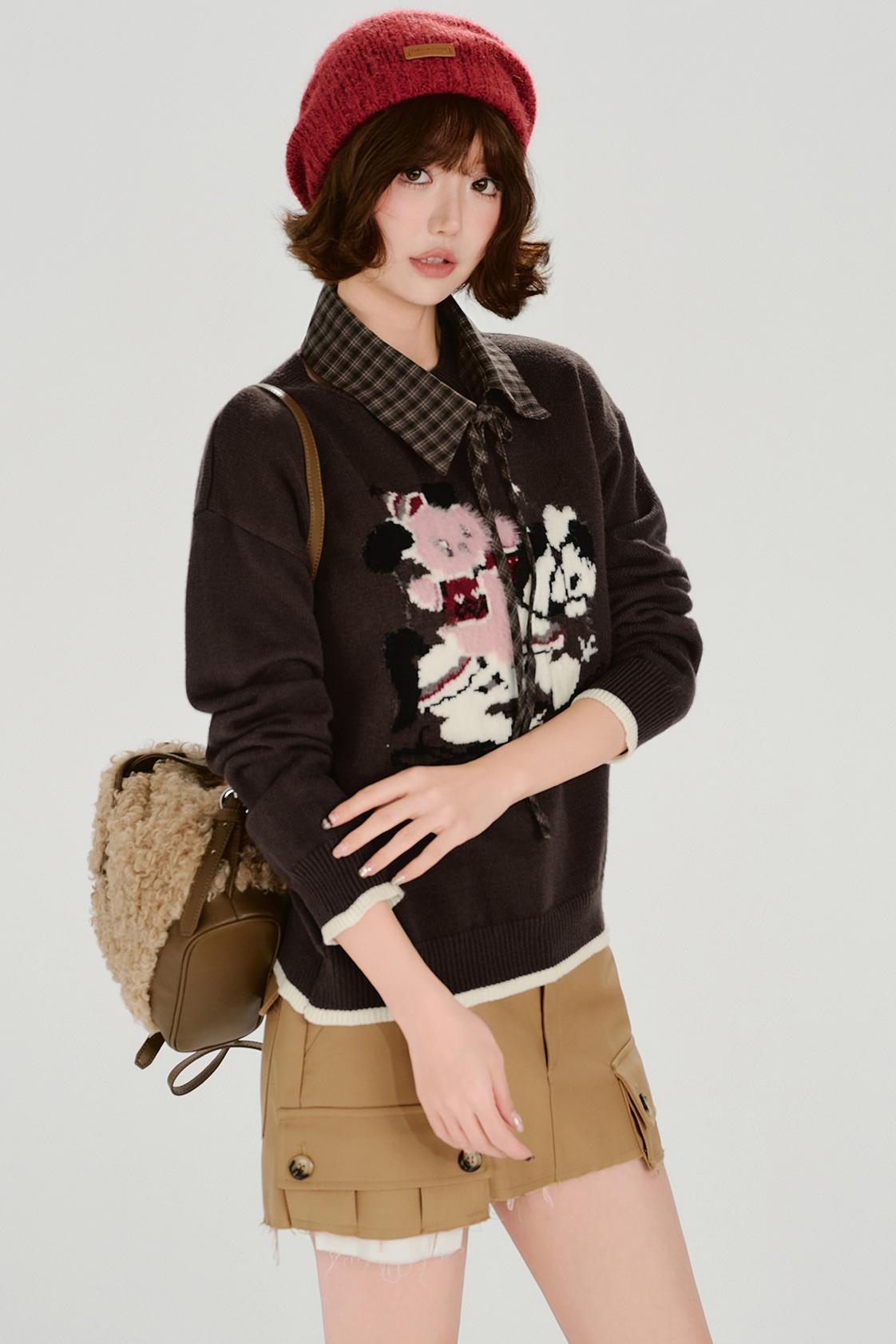 レトロジャガードソフトカラートップス