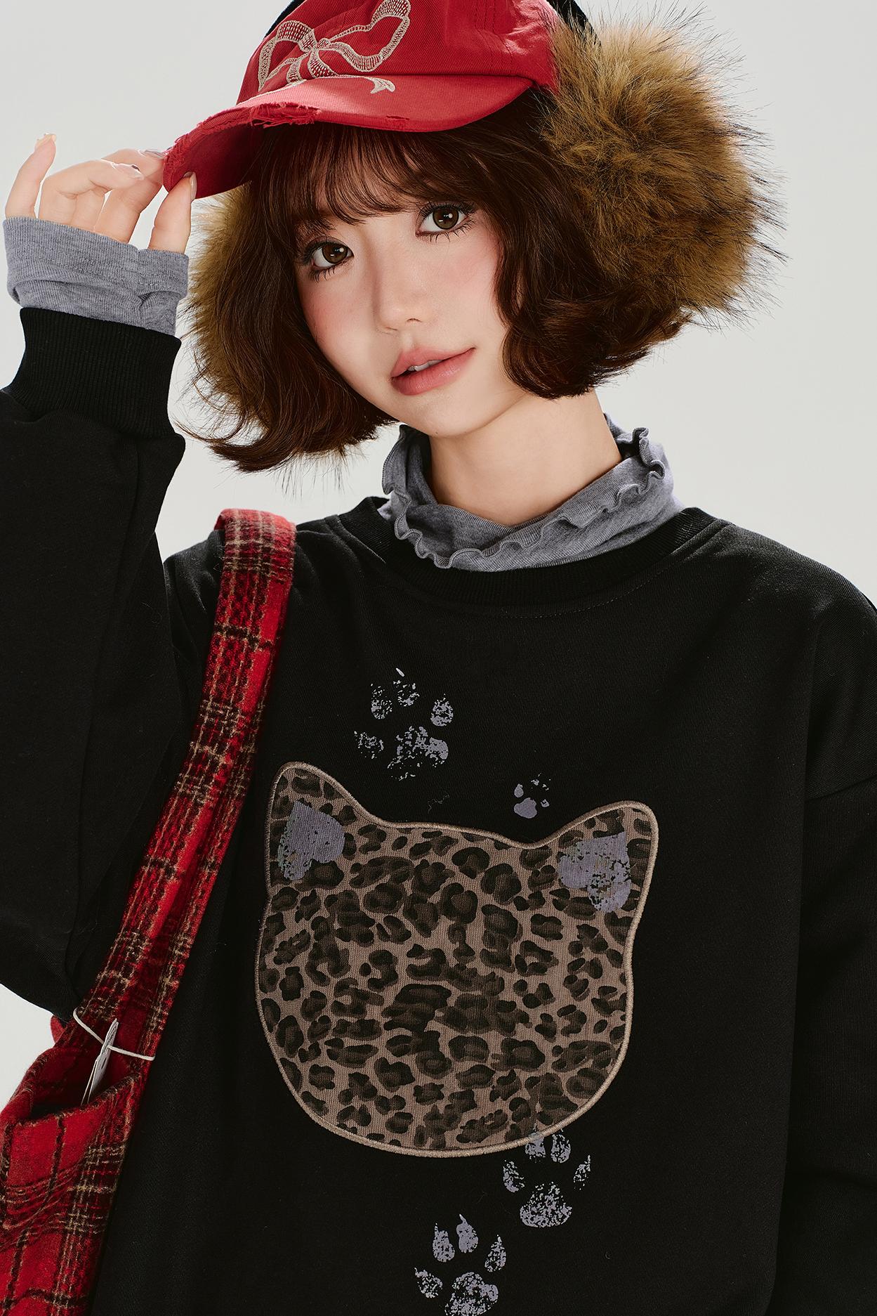 レトロレオパードルーズモードトップス