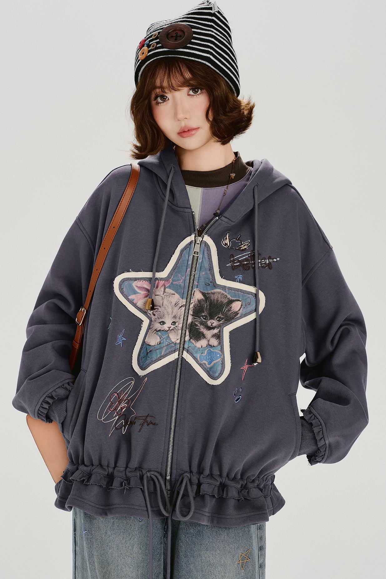 Retro Embroidery Women's Sweat Jacket