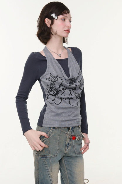 Rabbit Print Halter Top