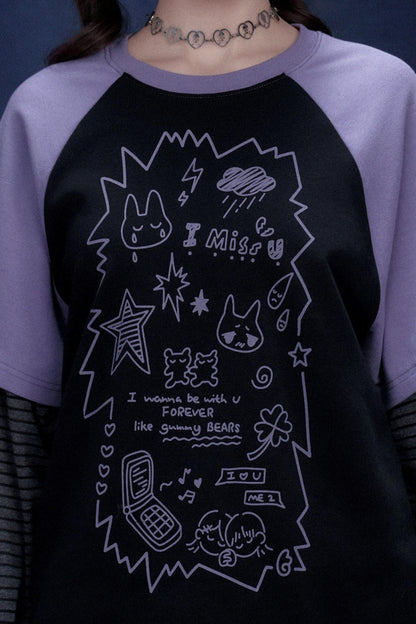 Dark Graffiti Print Top