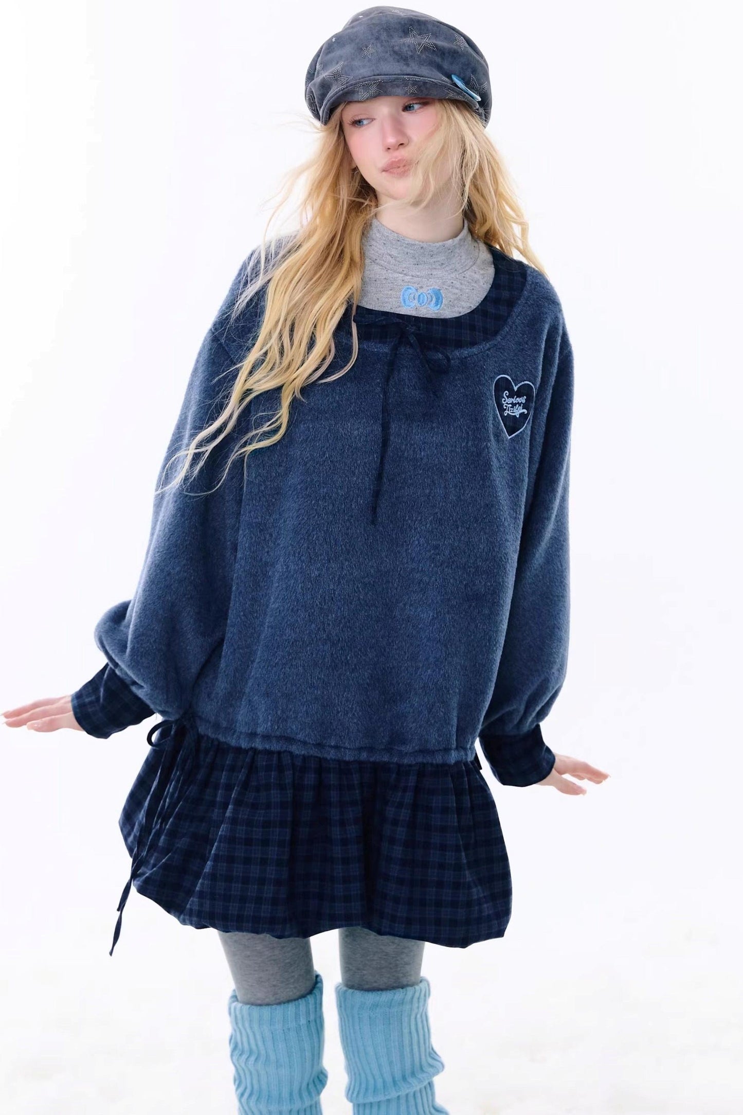 Check Loose Wide Dress