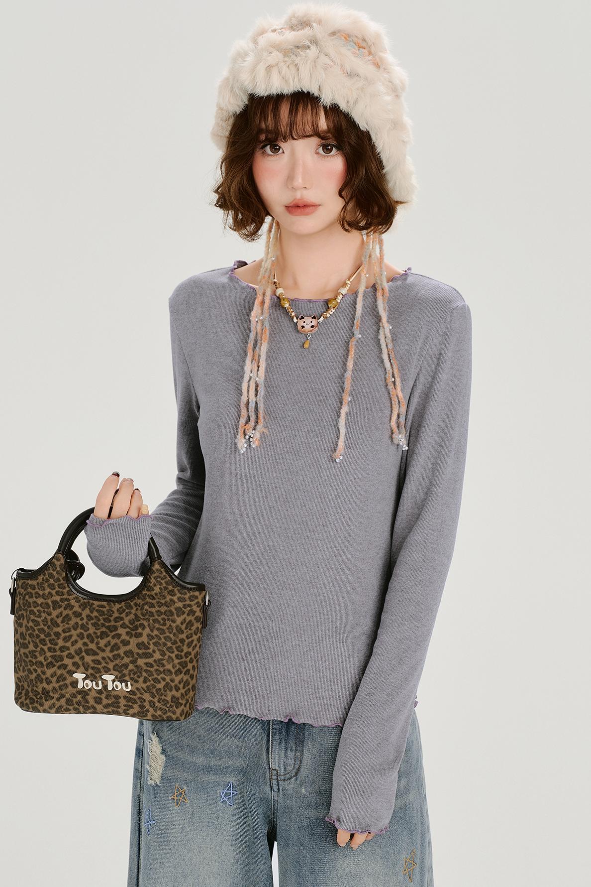 レトロベーシックソフトロングスリーブトップス