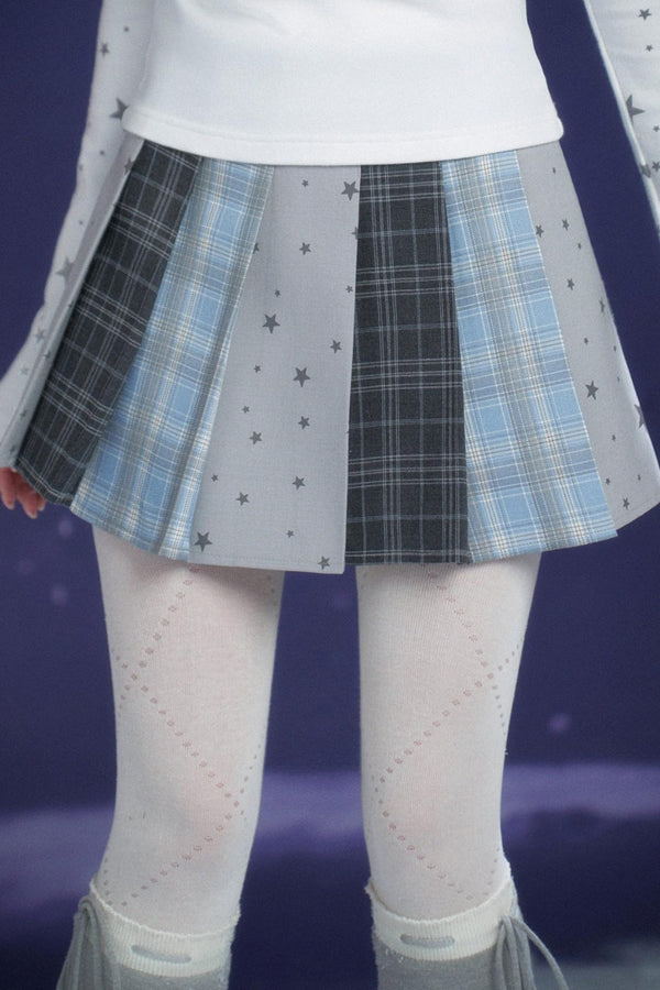 check star pleated skirt