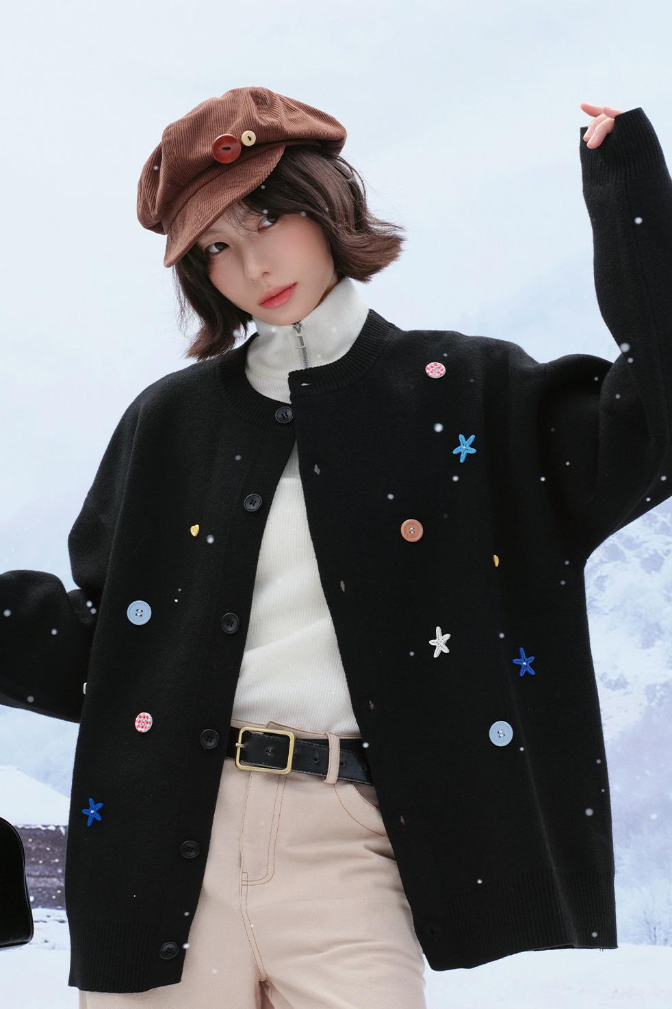 Colorful Button Knit Cardigan