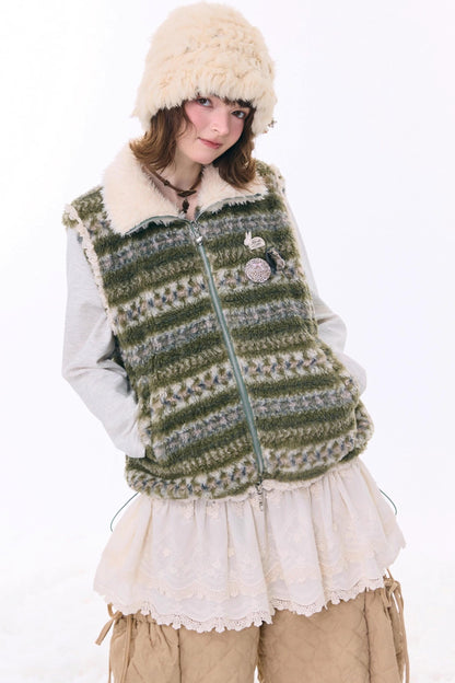 Retro Fair Isle Fleece Vest