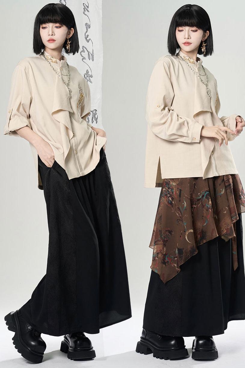 Lagenlook-Set mit weiter Hose im China-Stil