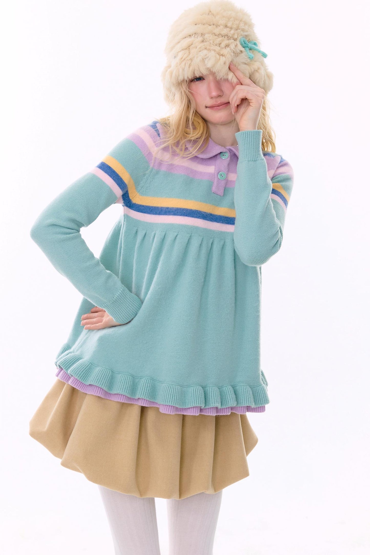 Contrast Striped Knit Sweater