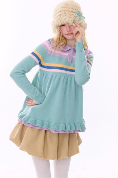 Contrast Striped Knit Sweater