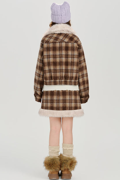 レトロチェックウィンタージャケットセットアップ