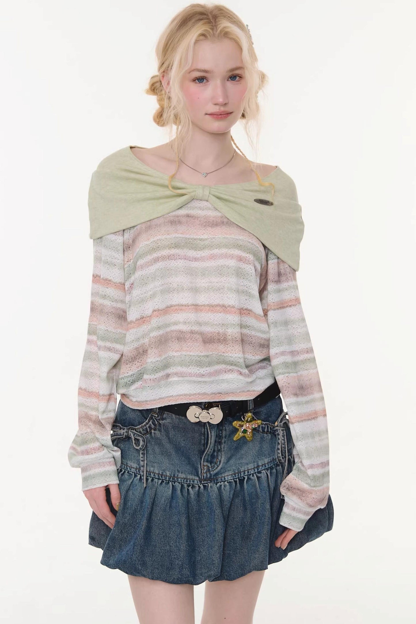 Spring Mist Striped Knit Top