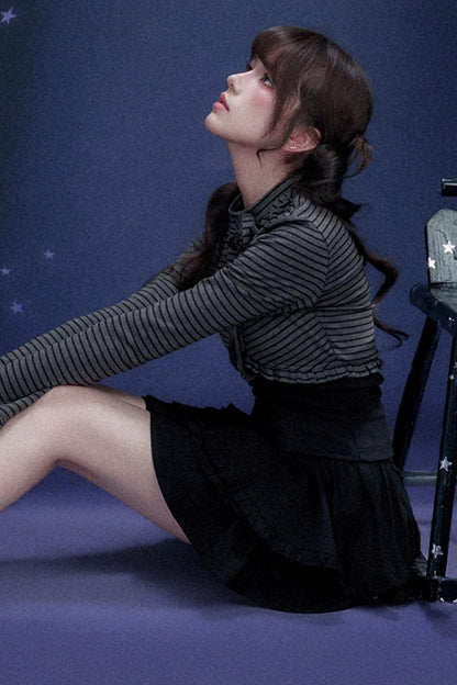 Striped Rose Brooch Top