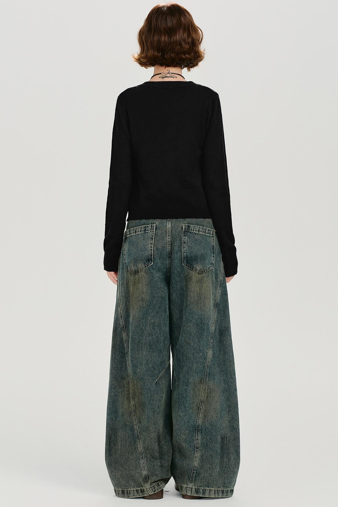 レトロプリンテッドニットカーディガンセットアップ