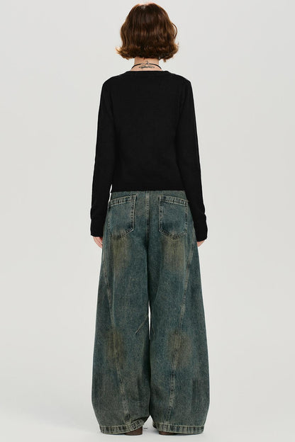 レトロプリンテッドニットカーディガンセットアップ