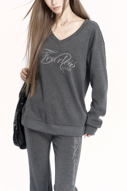 Brushed V-Neck Sweatshirt Setup