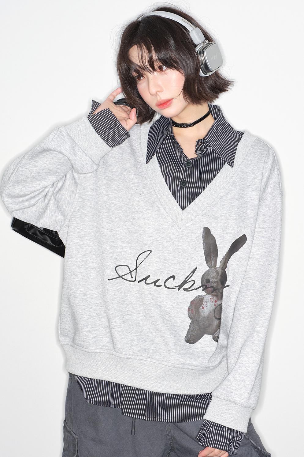 Rabbit Print Sweatshirt Top