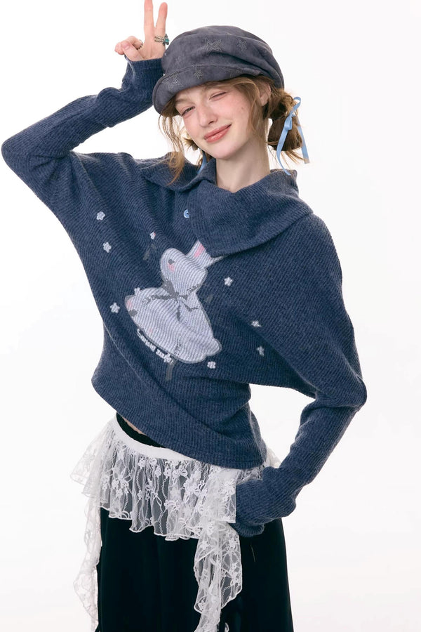 Rabbit Print Knit Top