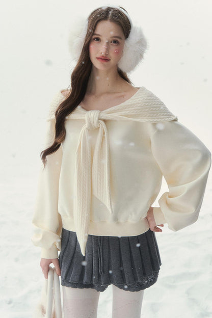 White Sweet Hooded Top