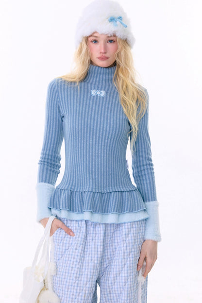 One-point Bow Peplum Top