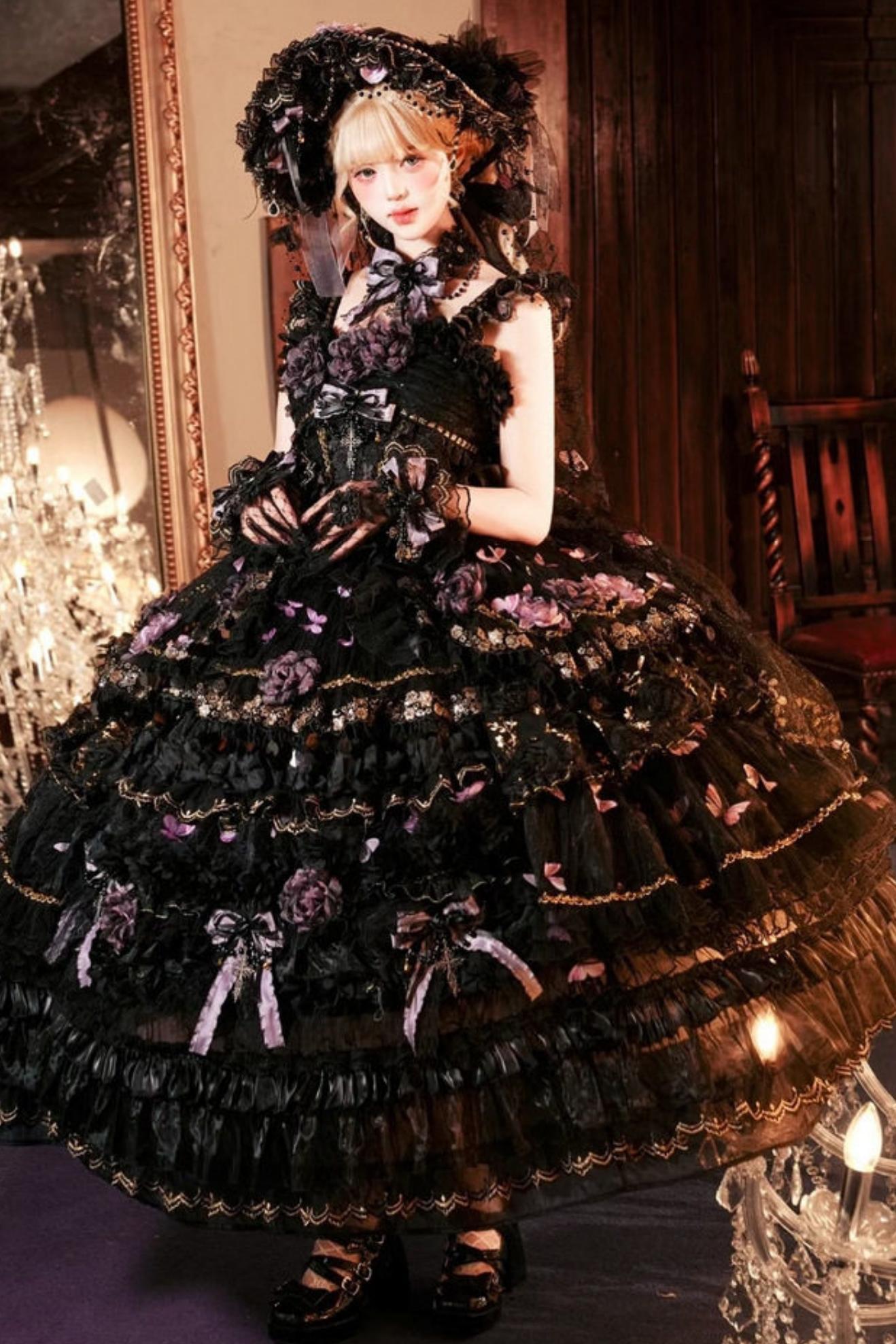 Abito lolita gotico da principessa con bara a farfalla
