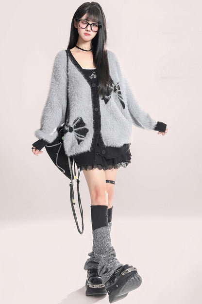 Slouchy Bow Mohair Cardigan