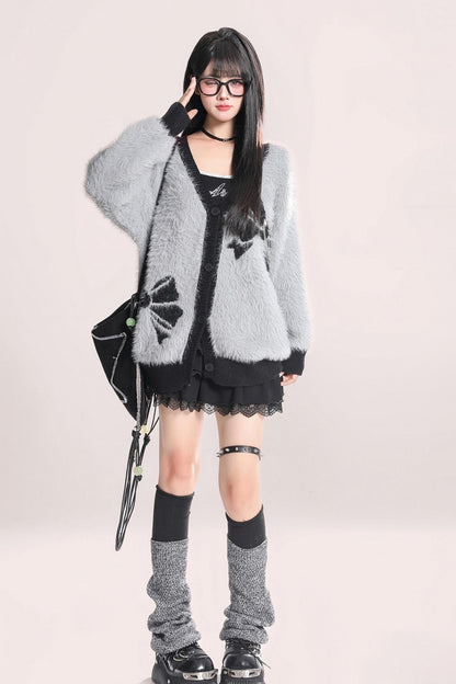 Slouchy Bow Mohair Cardigan