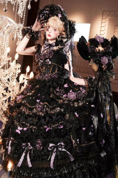 Abito lolita gotico da principessa con bara a farfalla
