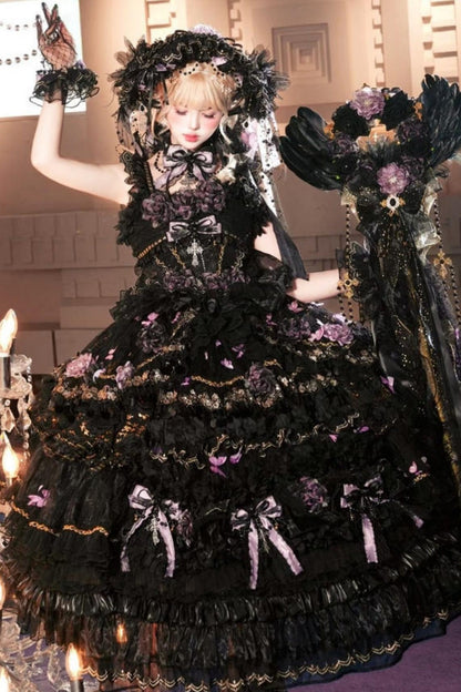 Abito lolita gotico da principessa con bara a farfalla