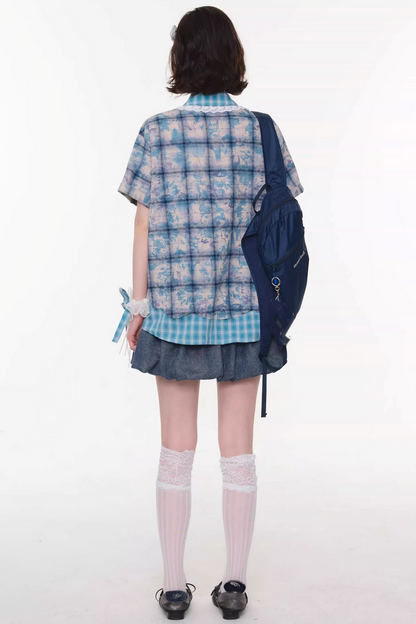 Camicia ampia a quadri Y2K