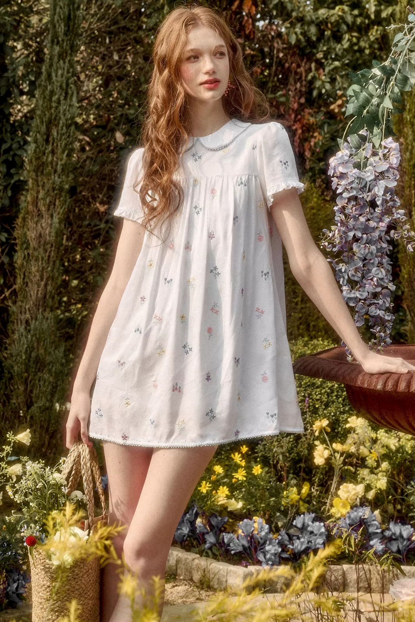 レトロフラワードレス+トップス+パンツ+カーテン+スカーフ