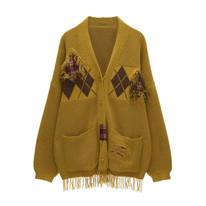 Patchwork Tassel Knit