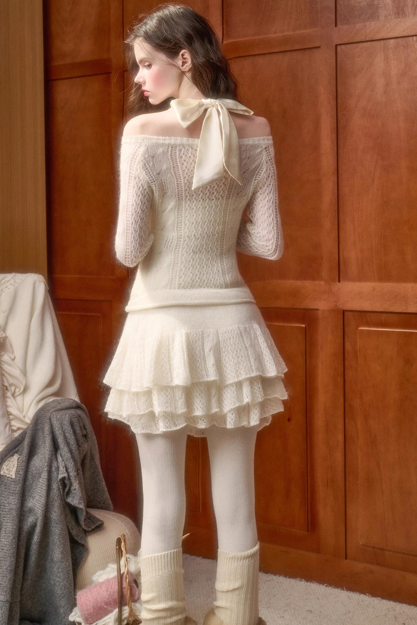 モヘアスイートトップス+スカート